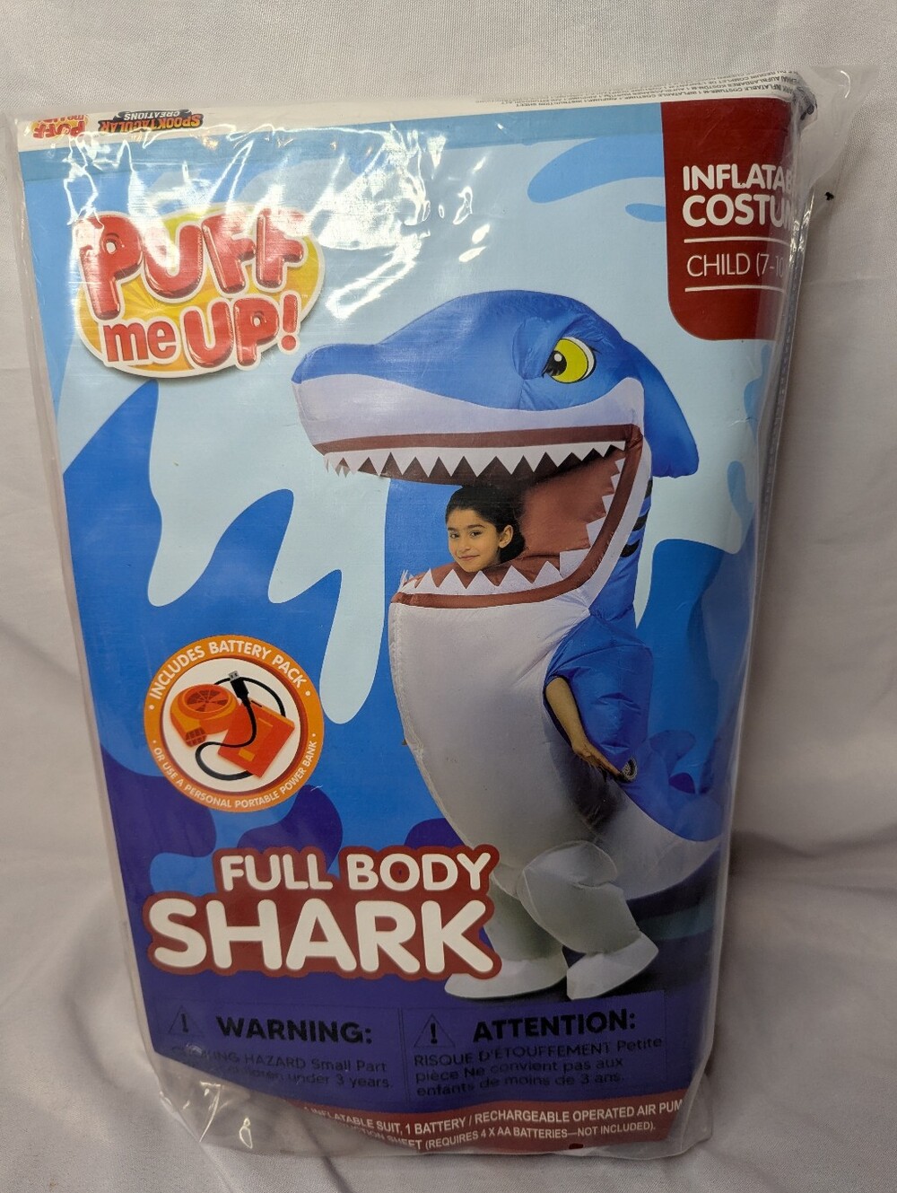 Spooktacular Creations Inflatable Full Body Shark Costume Size Child 7-10 Years